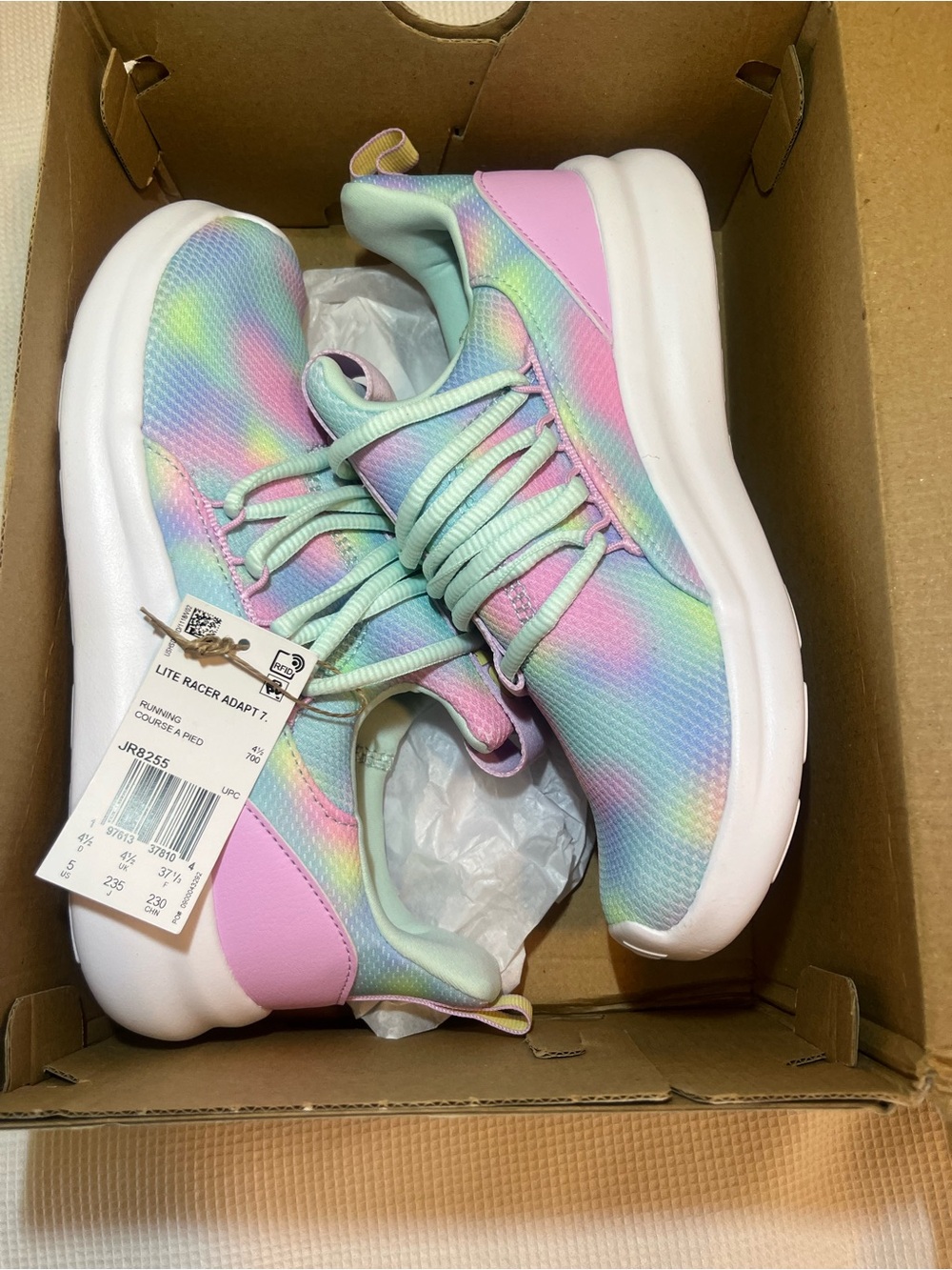 Kids Adidas adapt Pastel Tie-Dye Athletic Sneakers - Pink & Mint